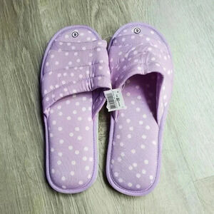 Womens Open Toe Lightweight Polka Dots House Slipper